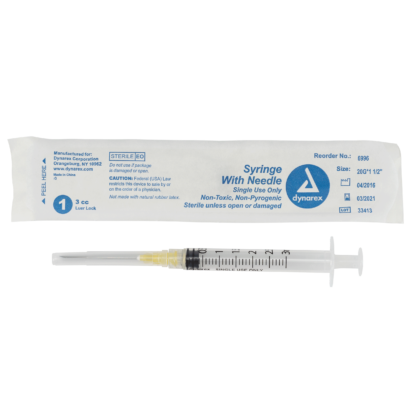Syringes With Needle – 3cc – 20G. 1.5″ needle