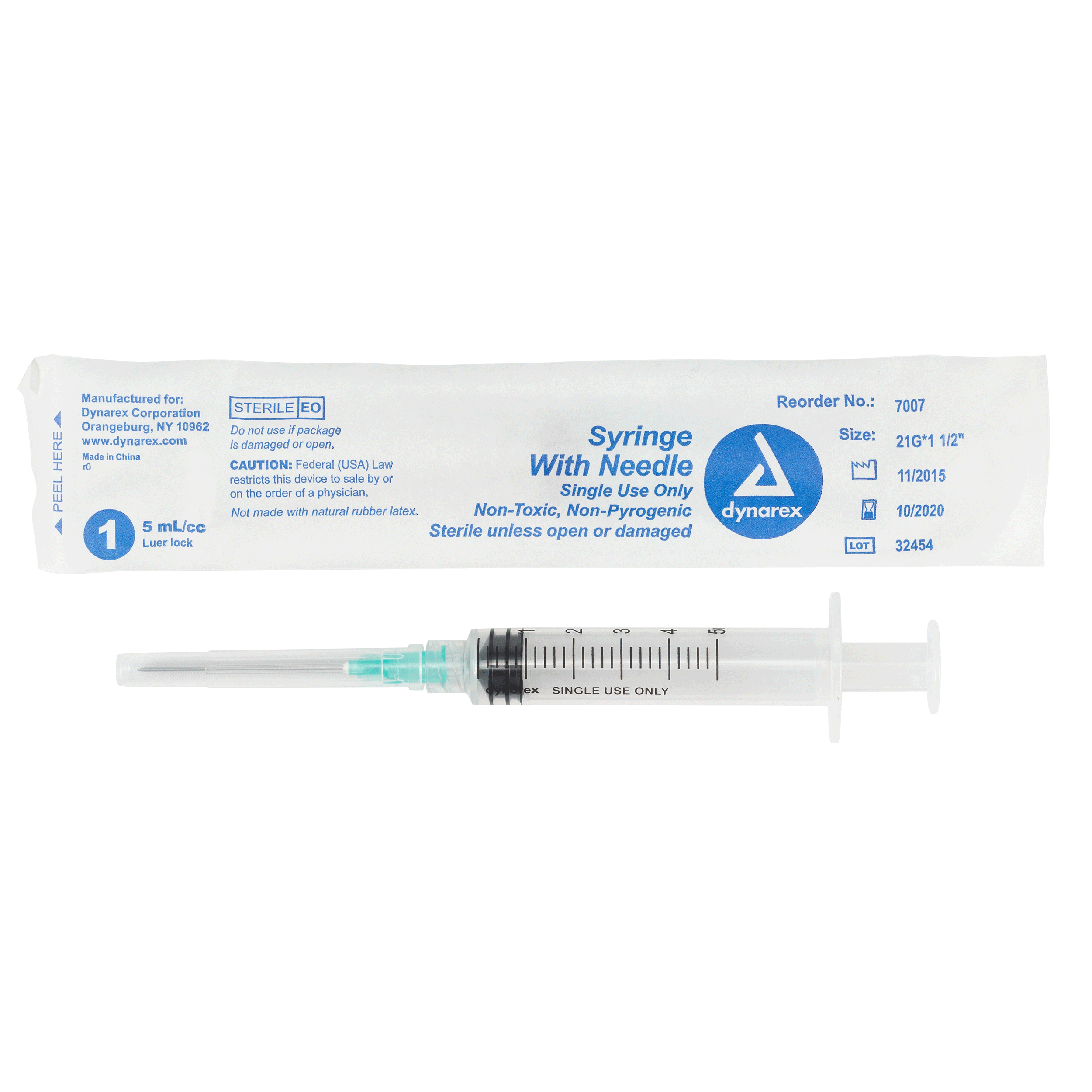 21g, 1 Needle - 5cc/5ml Syringe